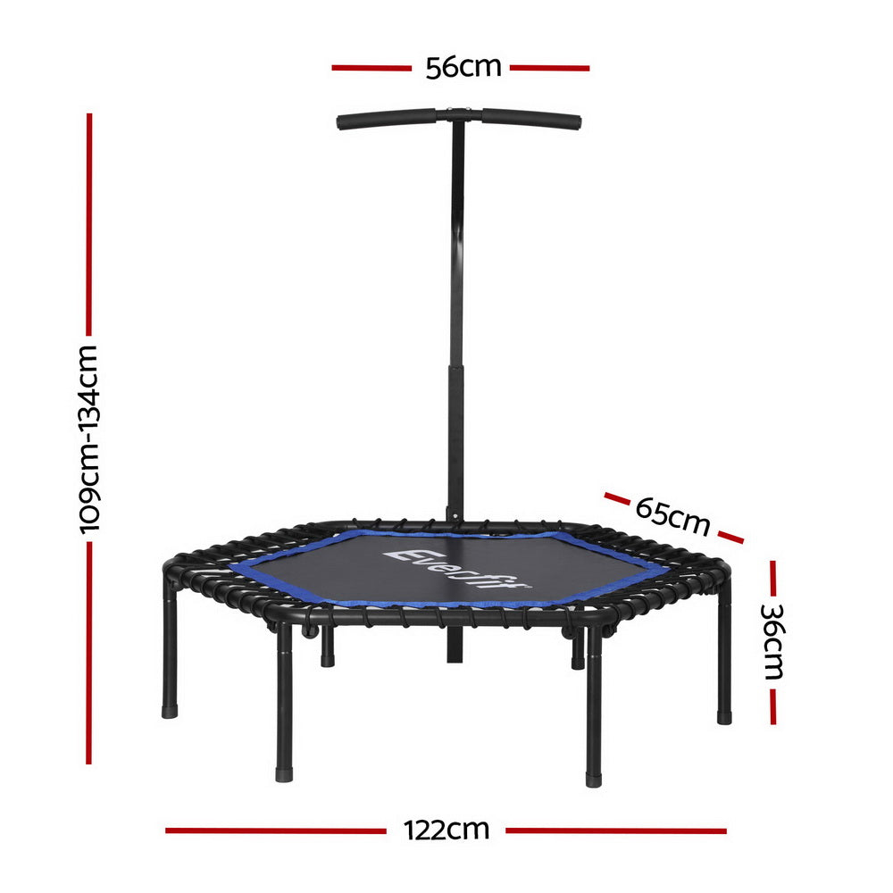 Everfit 48inch Hexagon Trampoline Kids Exercise Fitness Adjustable Handrail Blue Everfit