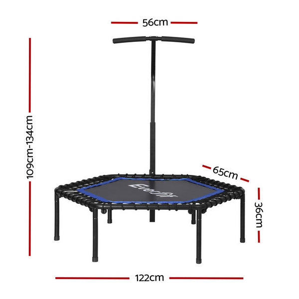 Everfit 48inch Hexagon Trampoline Kids Exercise Fitness Adjustable Handrail Blue Everfit