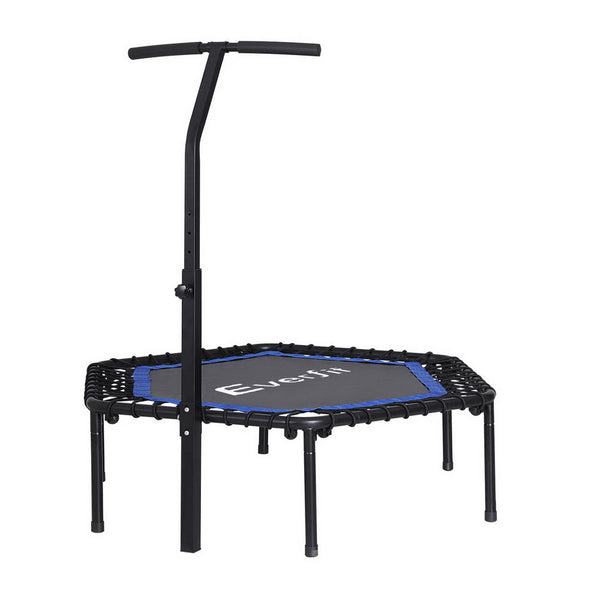 Everfit 48inch Hexagon Trampoline Kids Exercise Fitness Adjustable Handrail Blue Everfit