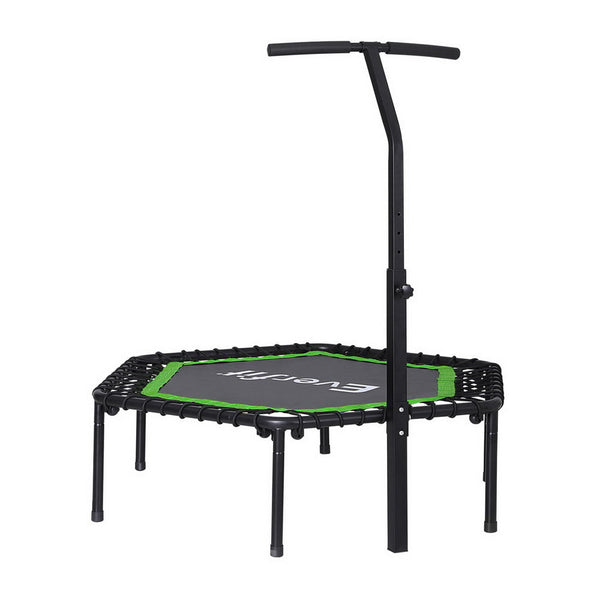 Everfit 48inch Hexagon Fitness Trampoline Rebounder Adjustable Handrail Green Everfit