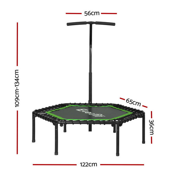 Everfit 48inch Hexagon Fitness Trampoline Rebounder Adjustable Handrail Green Everfit