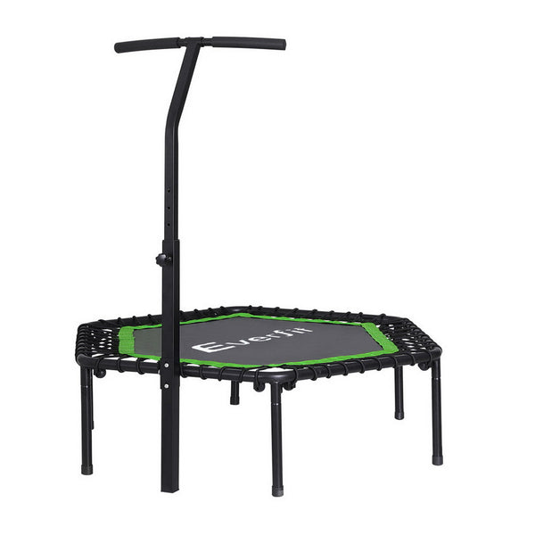 Everfit 48inch Hexagon Fitness Trampoline Rebounder Adjustable Handrail Green Everfit