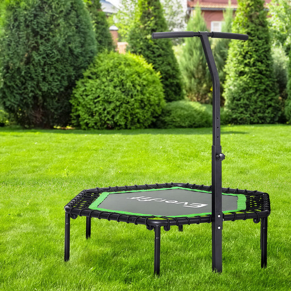 Everfit 48inch Hexagon Fitness Trampoline Rebounder Adjustable Handrail Green Everfit