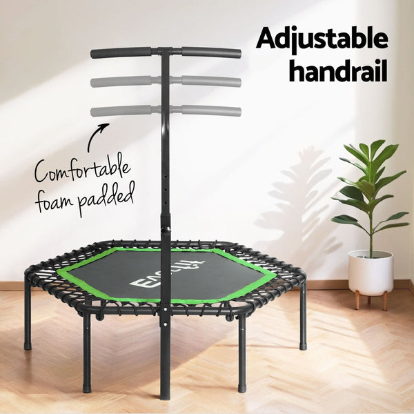 Everfit 48inch Hexagon Fitness Trampoline Rebounder Adjustable Handrail Green Everfit