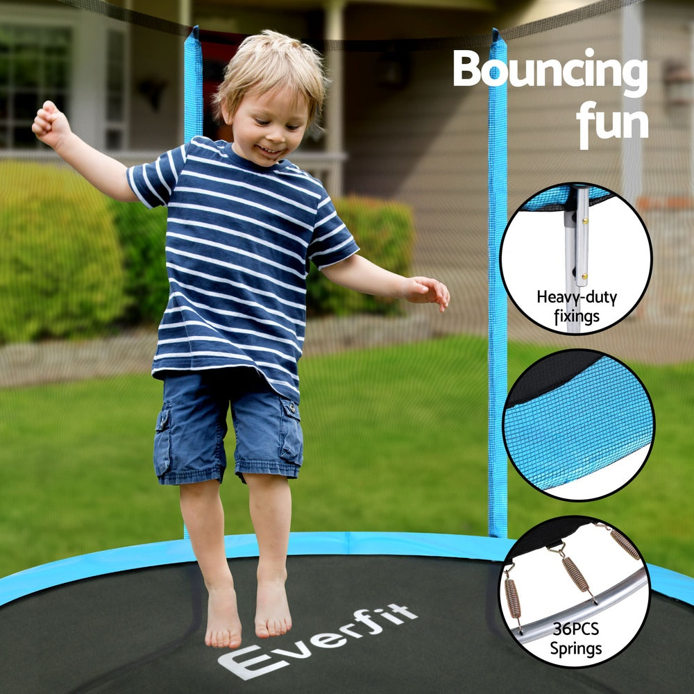 Everfit Trampoline 6FT Kids Trampolines Safety Net Pad Round Blue Everfit