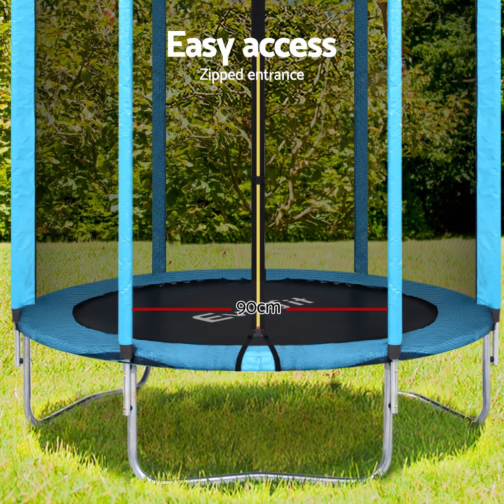 Everfit Trampoline 6FT Kids Trampolines Safety Net Pad Round Blue Everfit