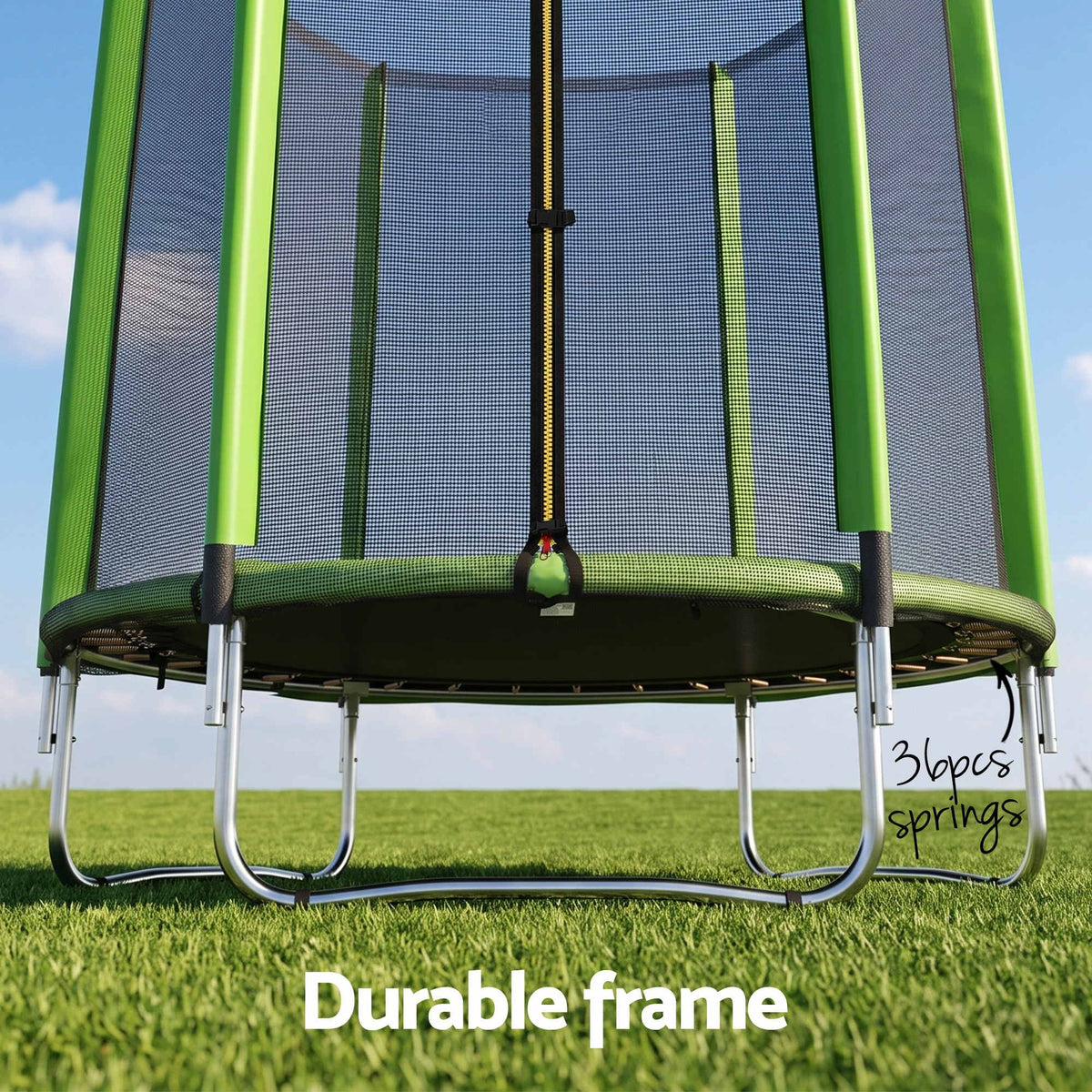 Everfit 6FT Kids Trampoline Round Rebounder with Enclosure Net Green Awezingly