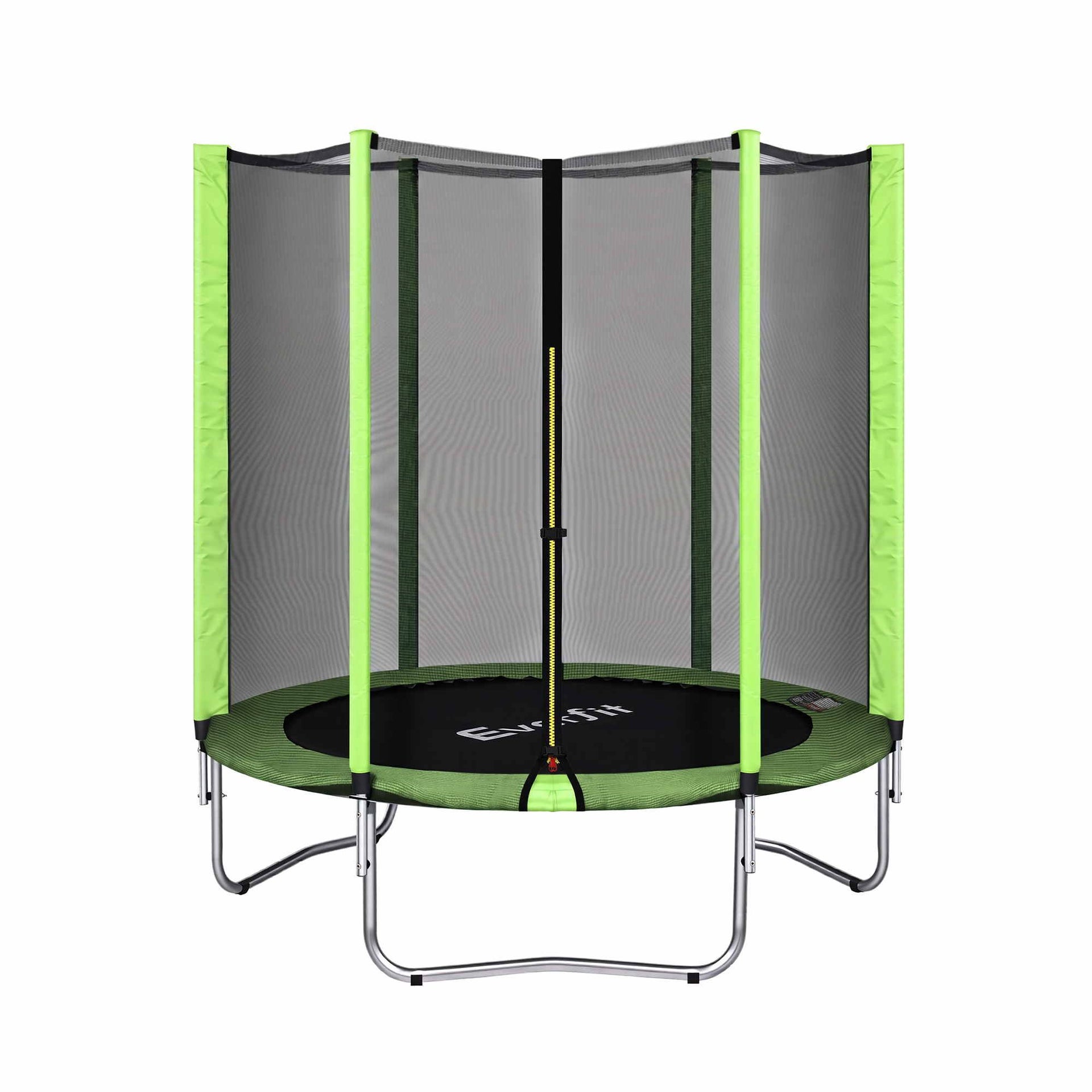 Everfit 6FT Kids Trampoline Round Rebounder with Enclosure Net Green Awezingly