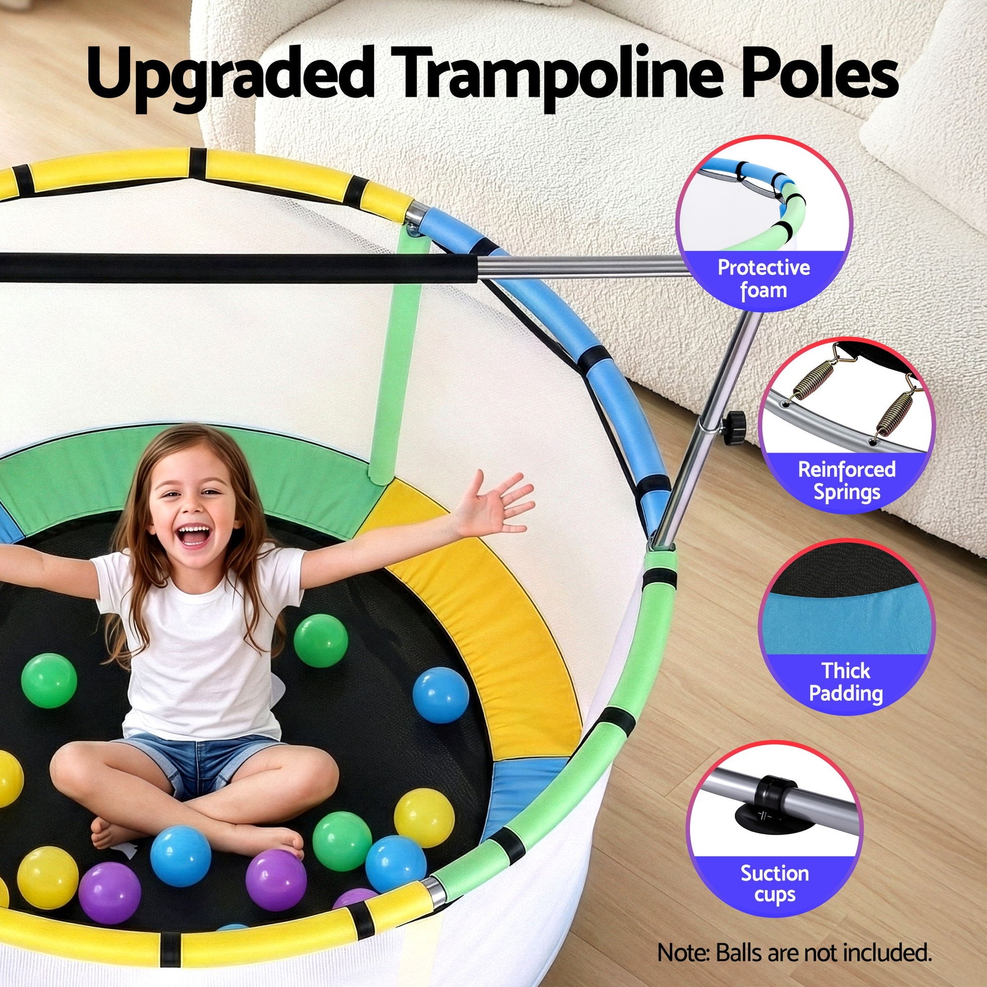 Everfit 55inch Trampoline Kids Rebounder with Basketball Set Sandbag Boxing Game Awezingly