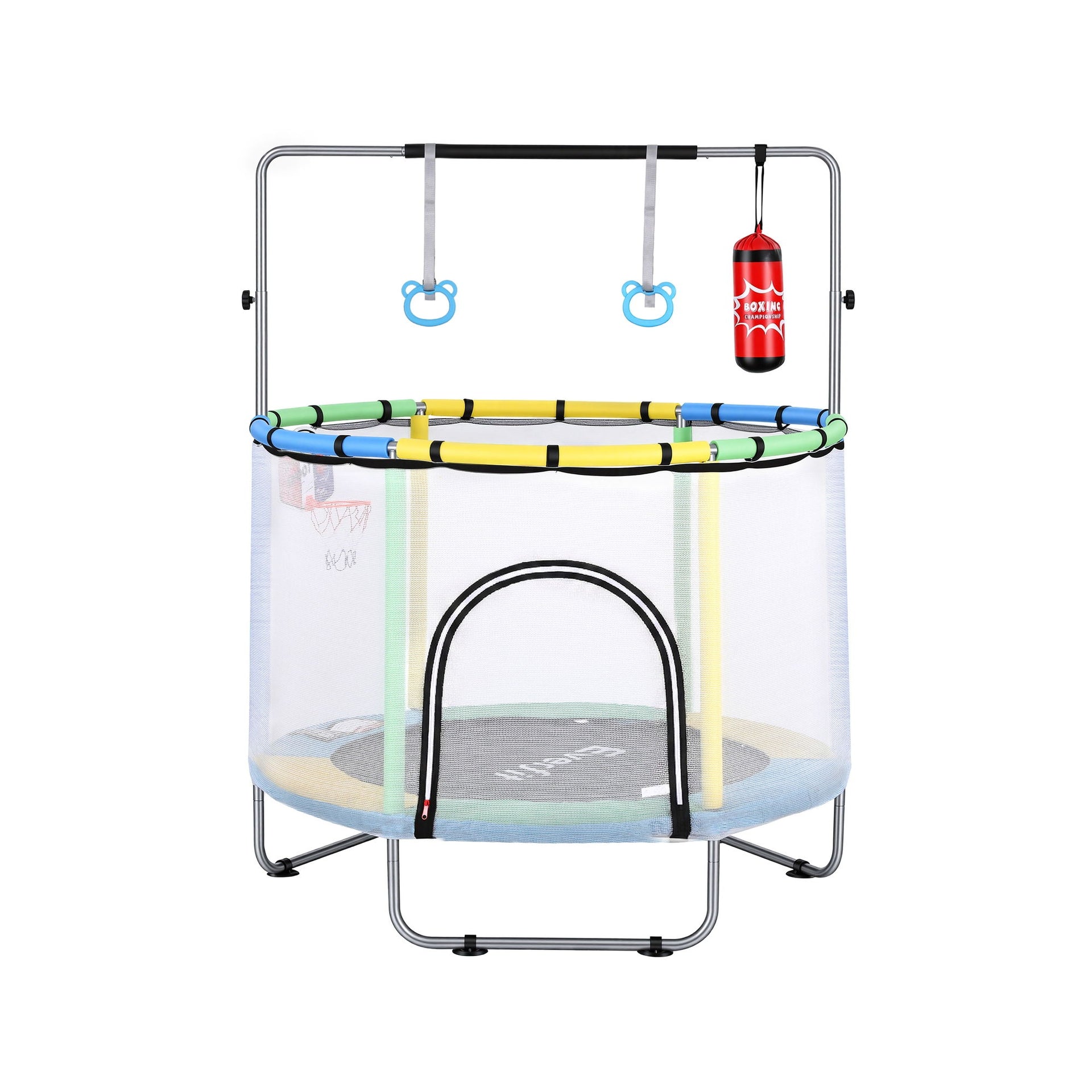 Everfit 55inch Trampoline Kids Rebounder with Basketball Set Sandbag Boxing Game Awezingly