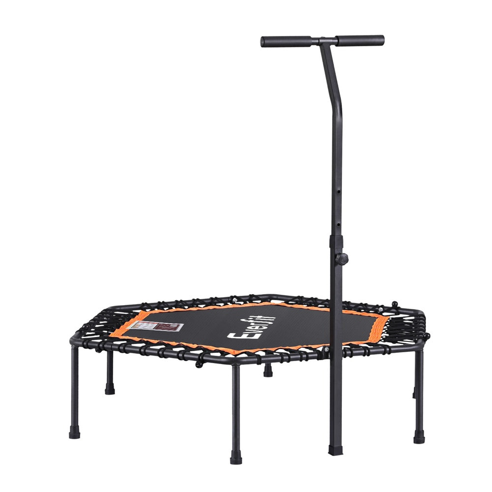 Everfit 51inch Hexagon Fitness Trampoline Rebounder Adjustable Handrail Orange Everfit