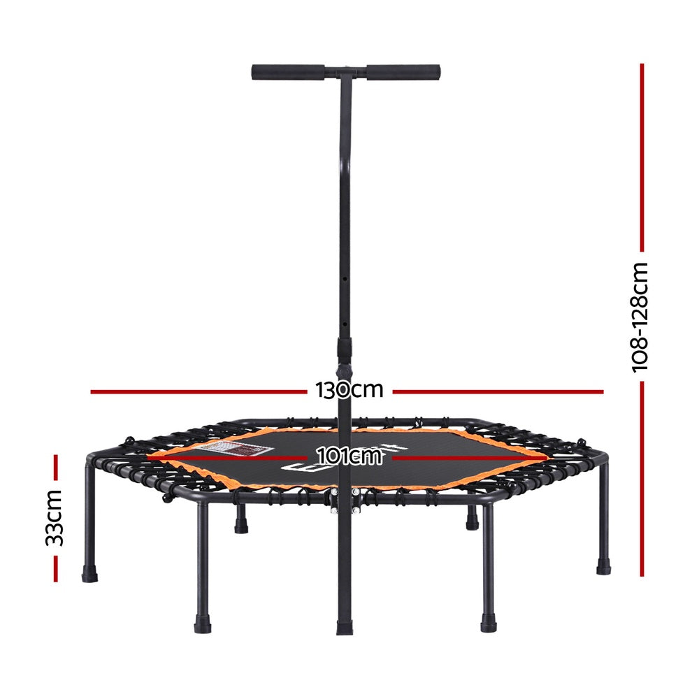 Everfit 51inch Hexagon Fitness Trampoline Rebounder Adjustable Handrail Orange Everfit