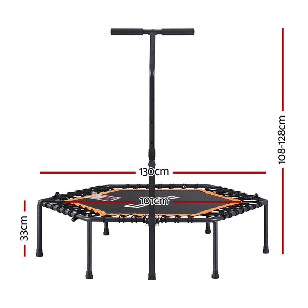 Everfit 51inch Hexagon Fitness Trampoline Rebounder Adjustable Handrail Orange Everfit