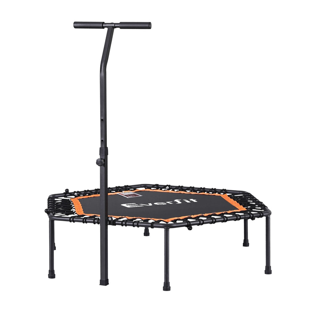Everfit 51inch Hexagon Fitness Trampoline Rebounder Adjustable Handrail Orange Everfit