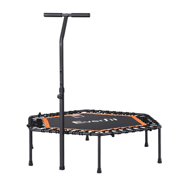 Everfit 51inch Hexagon Fitness Trampoline Rebounder Adjustable Handrail Orange Everfit