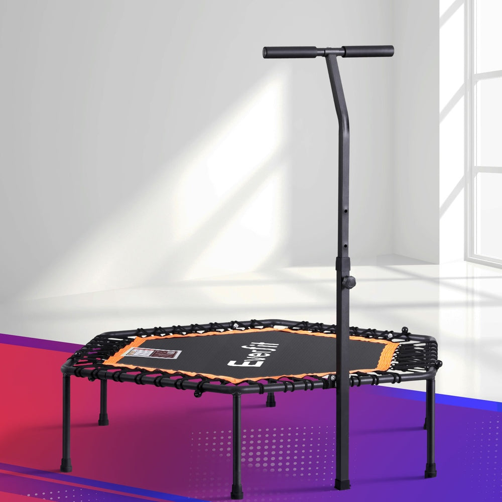 Everfit 51inch Hexagon Fitness Trampoline Rebounder Adjustable Handrail Orange Everfit