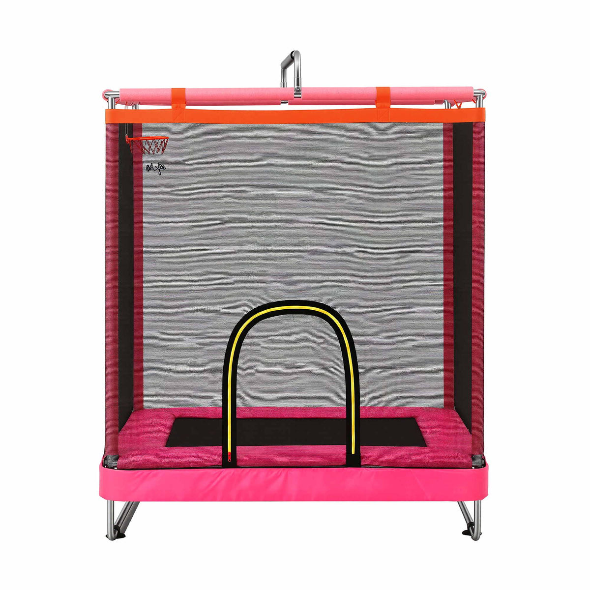 Everfit Kids 4.5FT Trampoline Rectangle Rebounder with Basketball Hoop Pink Awezingly