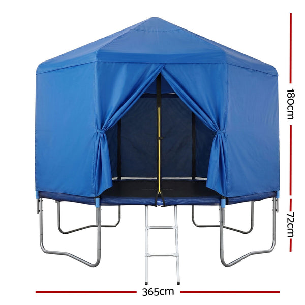 Everfit 12FT Kids Trampoline with Blue Tent Cover Ladder Rebounder Outdoor Toys Awezingly