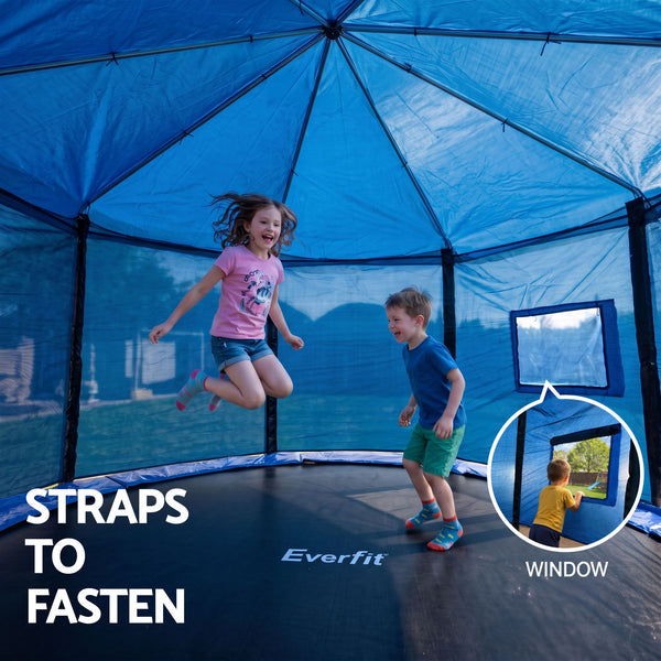 Everfit 12FT Kids Trampoline with Blue Tent Cover Ladder Rebounder Outdoor Toys Awezingly