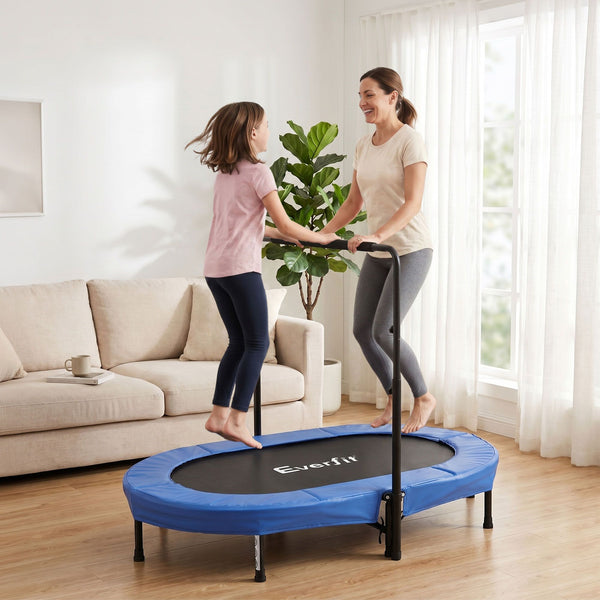 Everfit 56-Inch Foldable Fitness Trampoline Indoor Rebounder Adjustable Handrail Awezingly