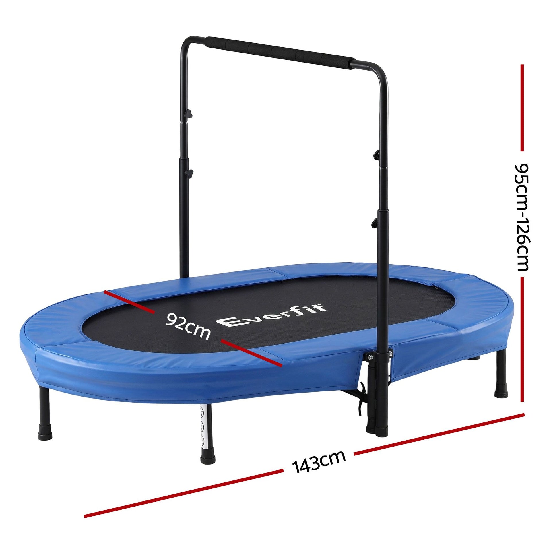 Everfit 56-Inch Foldable Fitness Trampoline Indoor Rebounder Adjustable Handrail Awezingly