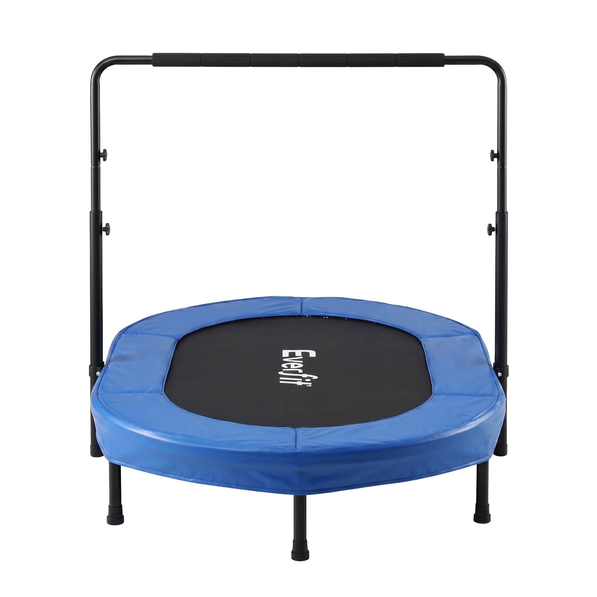 Everfit 56-Inch Foldable Fitness Trampoline Indoor Rebounder Adjustable Handrail Awezingly