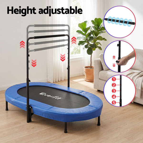 Everfit 56-Inch Foldable Fitness Trampoline Indoor Rebounder Adjustable Handrail Awezingly