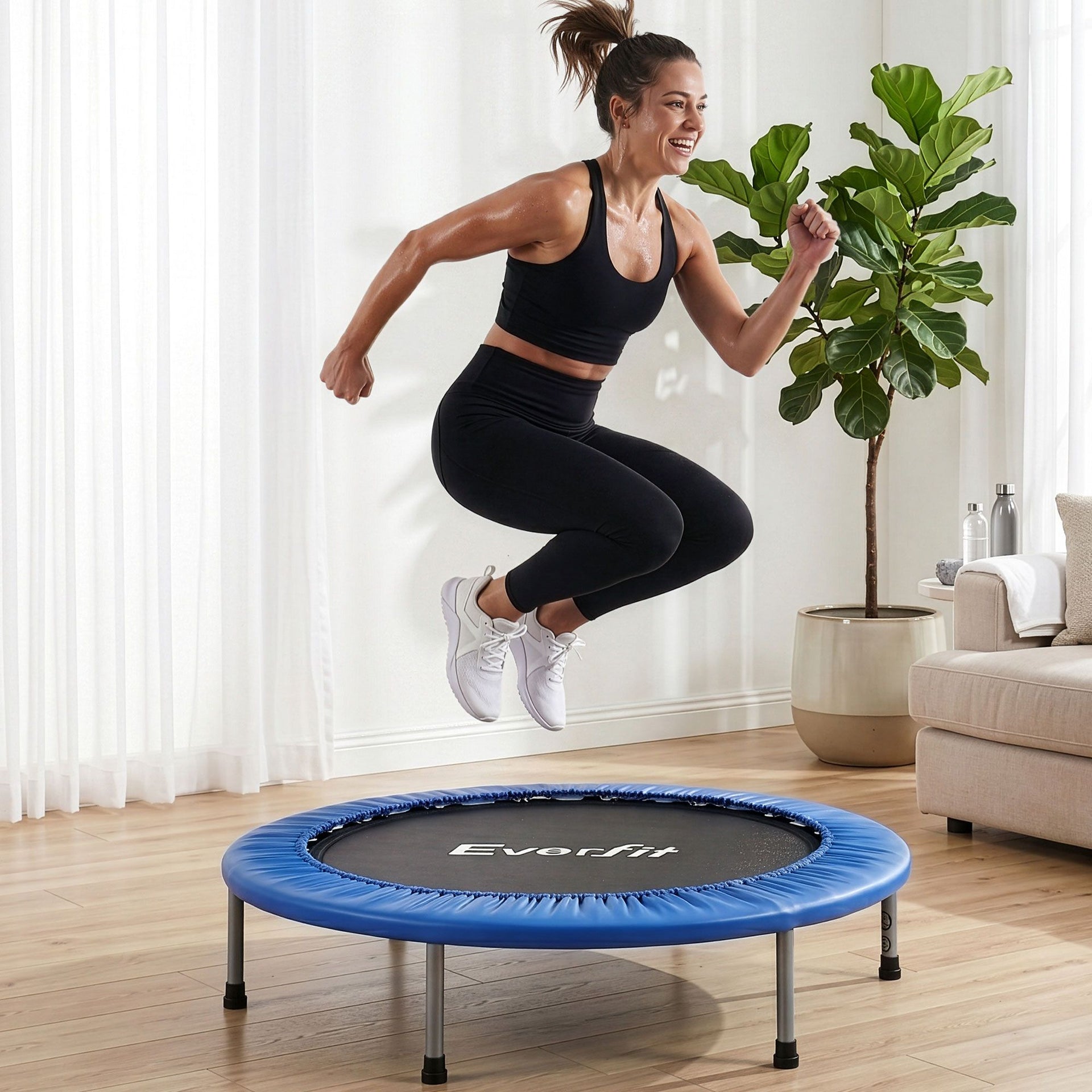 Everfit 40-Inch Fitness Trampoline Rebounder Mini Round Trampoline Home Workouts Awezingly