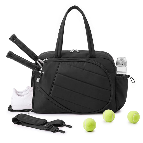 Everfit Tennis Tote Bag Gym Bag Sports Duffle Bags Holds 2 Rackets Black Awezingly