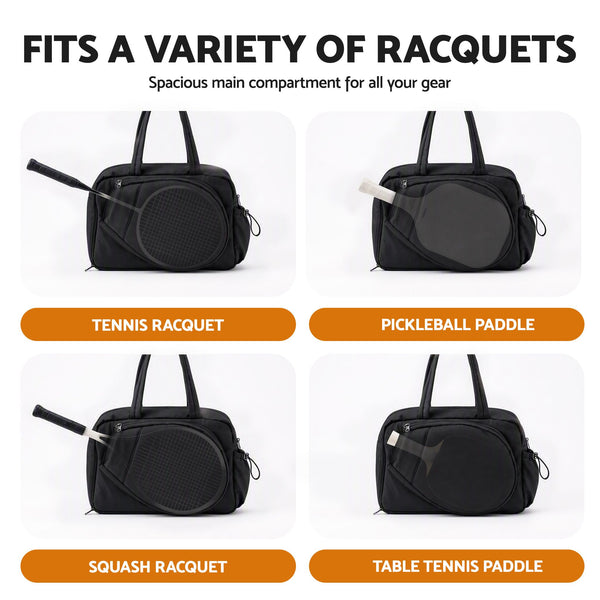 Everfit Tennis Tote Bag Gym Bag Sports Duffle Bags Holds 2 Rackets Black Awezingly