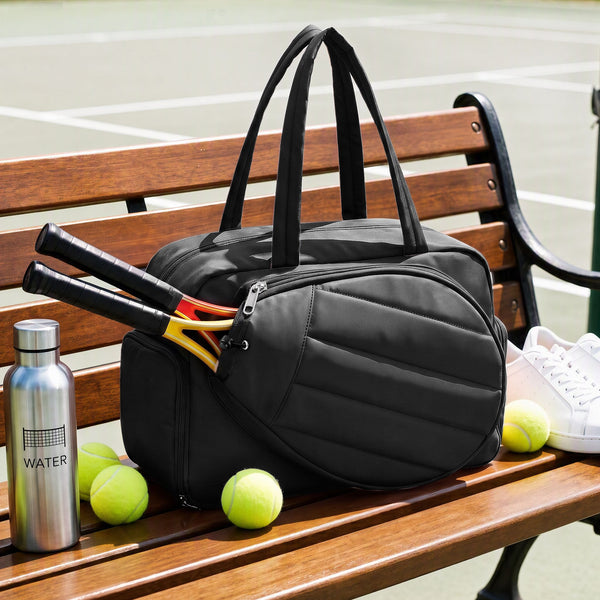 Everfit Tennis Tote Bag Gym Bag Sports Duffle Bags Holds 2 Rackets Black Awezingly