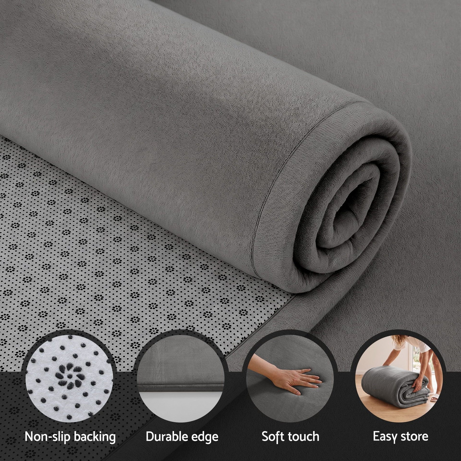 Artiss Tatami Mat Floor Mattress 3cm Thick Futon Mattresses Mellow Mat Rugs Living Room Grey Awezingly
