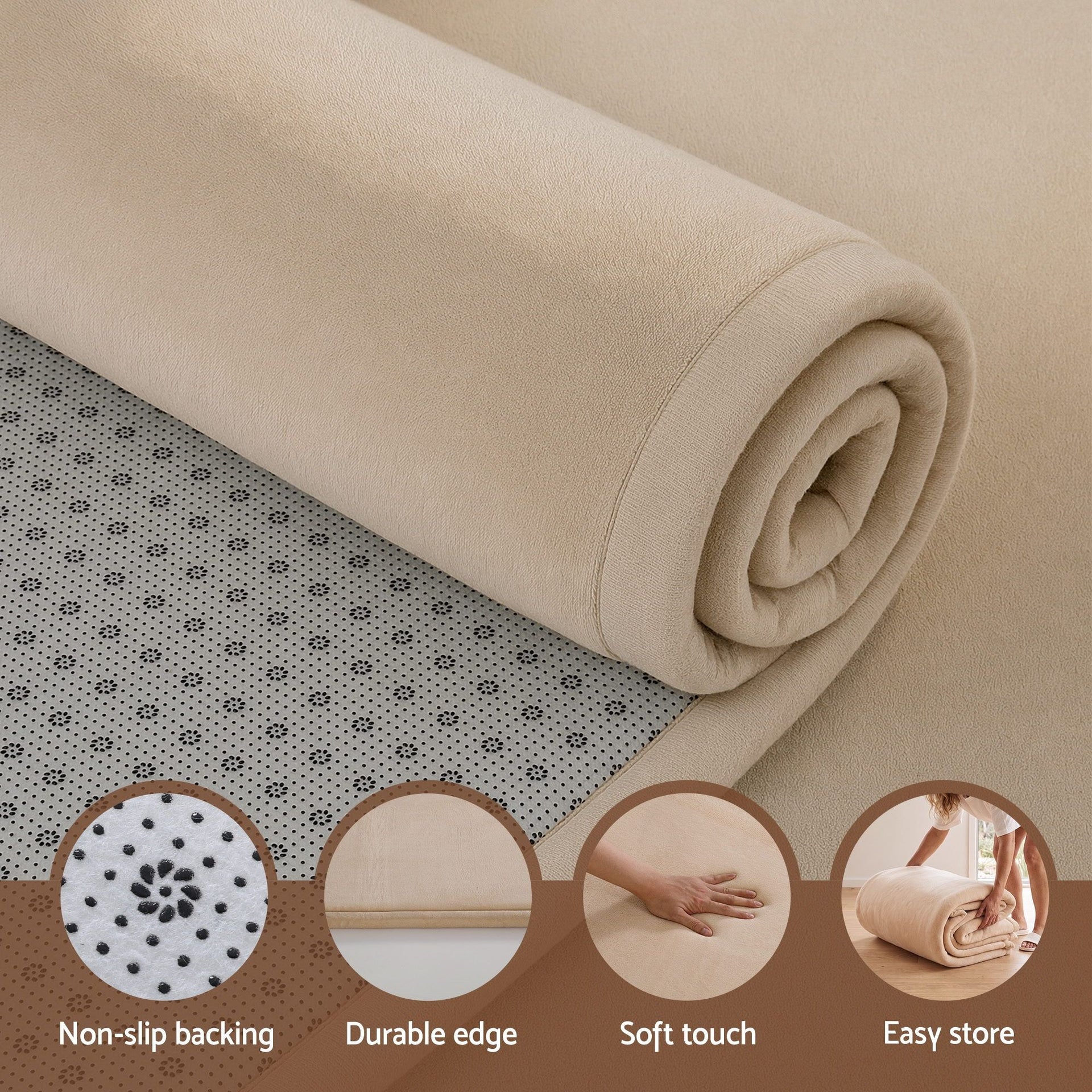 Artiss Tatami Mat Floor Mattress 3cm Thick Futon Mattresses Mellow Mat Rugs Living Room Beige Awezingly