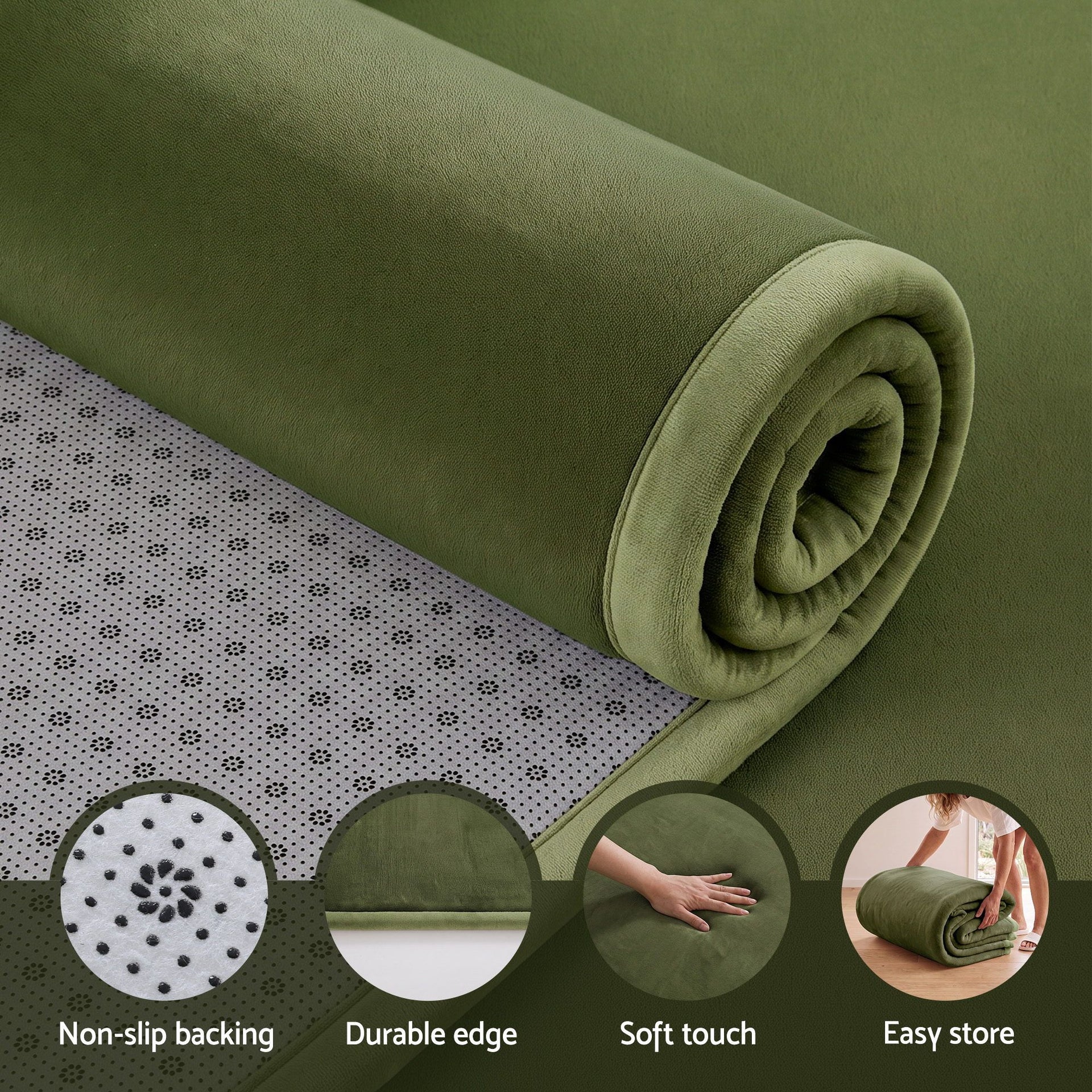 Artiss Tatami Mat Floor Mattress 3cm Thick Futon Mattresses Mellow Mat Rugs Living Room Green Awezingly