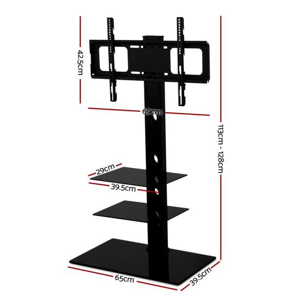 Artiss Floor TV Stand Brakcket Mount Swivel Height Adjustable 32 to 70 Inch Black Artiss