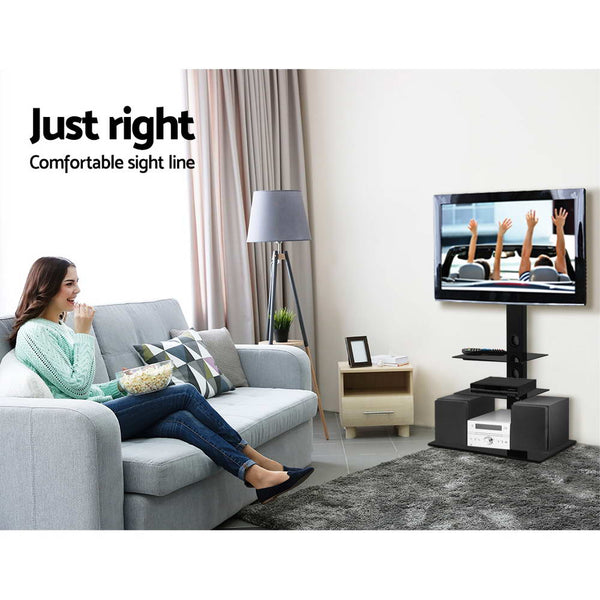 Artiss Floor TV Stand Brakcket Mount Swivel Height Adjustable 32 to 70 Inch Black Artiss