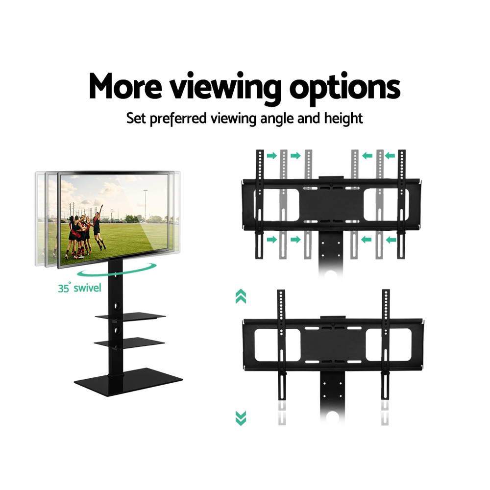 Artiss Floor TV Stand Brakcket Mount Swivel Height Adjustable 32 to 70 Inch Black Artiss