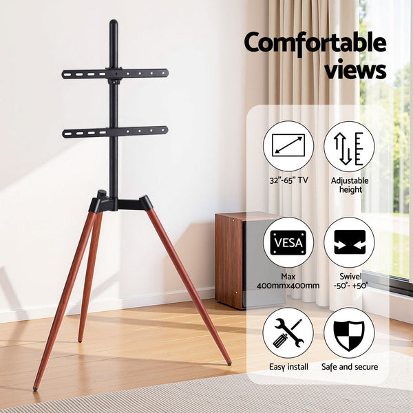 Artiss TV Stand 32-65 inch LED LCD Screen Wooden Tripod Easel Height Adjustable Awezingly