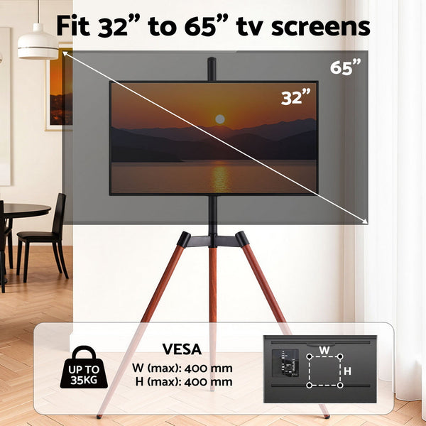 Artiss TV Stand 32-65 inch LED LCD Screen Wooden Tripod Easel Height Adjustable Awezingly