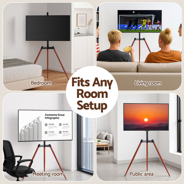 Artiss TV Stand 32-65 inch LED LCD Screen Wooden Tripod Easel Height Adjustable Awezingly