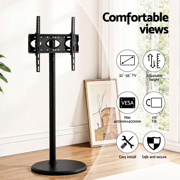 Artiss 32-55 Inch Mobile TV Stand with Wheels Height & Tilt Adjustable Floor Mount Weisshorn