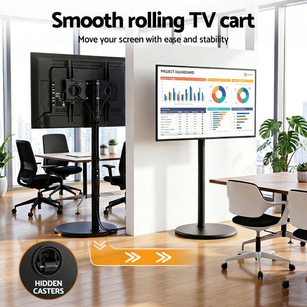 Artiss 32-55 Inch Mobile TV Stand with Wheels Height & Tilt Adjustable Floor Mount Weisshorn