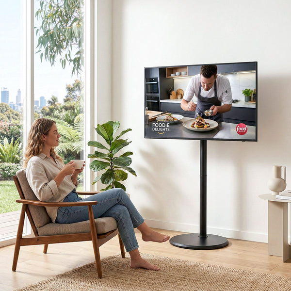 Artiss 32-55 Inch Mobile TV Stand with Wheels Height & Tilt Adjustable Floor Mount Weisshorn