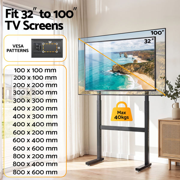 Artiss Universal Floor TV Stand for 32-100 Inch Screens Heavy Duty 40kg Capacity Awezingly