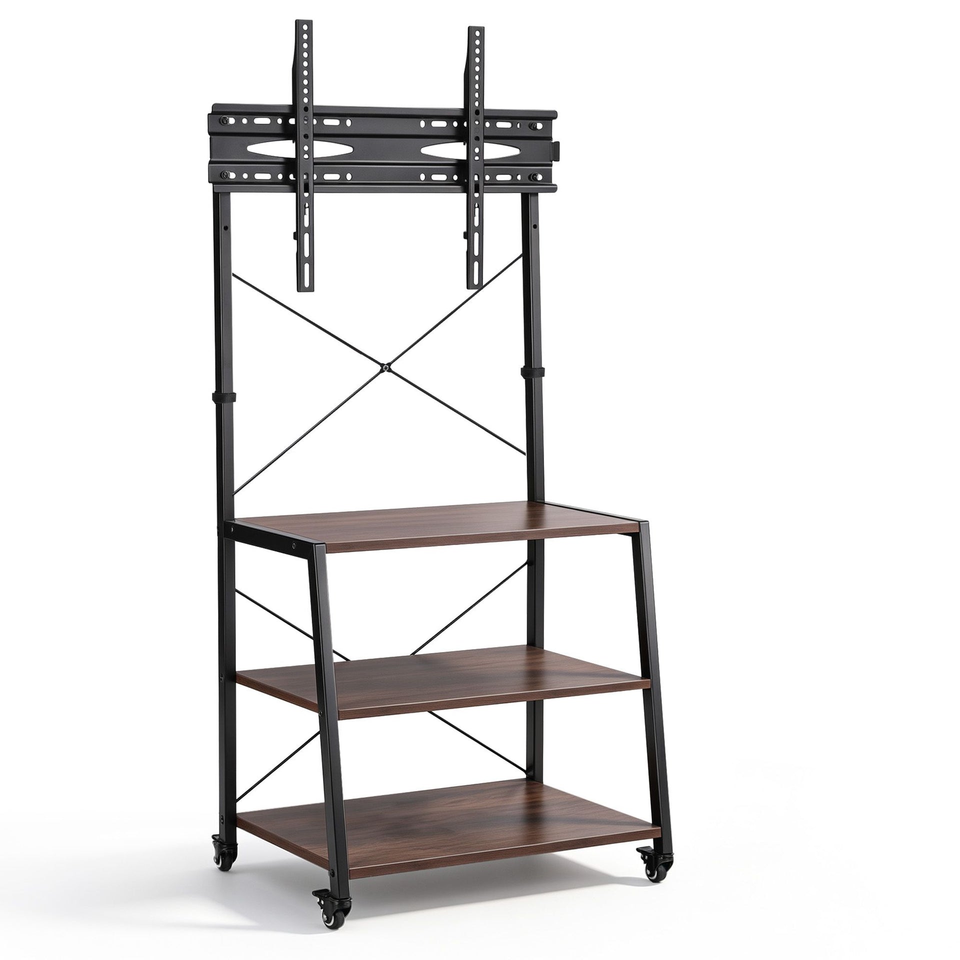 Artiss Mobile TV Stand 32-65 Inch TVs Mount 50kg with 3 MDF Shelves Lockable Wheels Adjustable Feet Awezingly