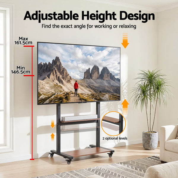 Artiss Mobile TV Stand for 40-100 Inch TVs Cart with Wheels Adjustable Shelves Awezingly