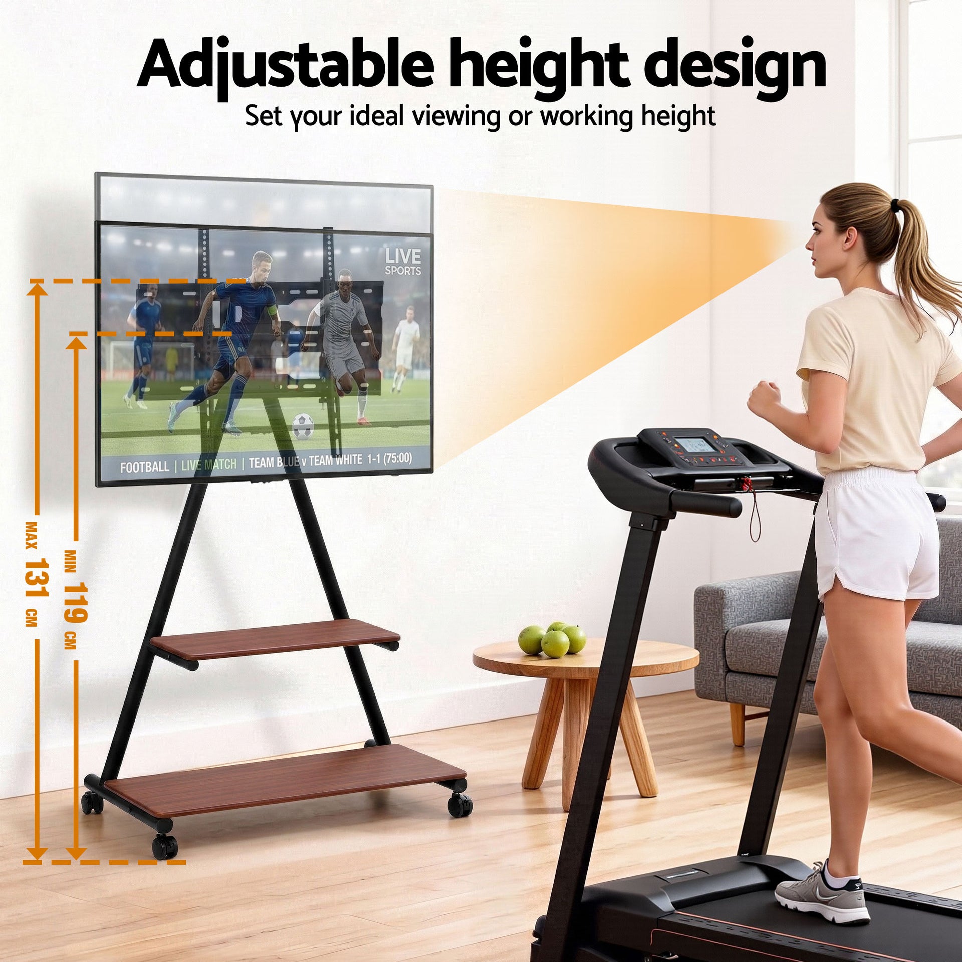 Artiss Mobile TV Stand Rolling Cart Wheels 32-75