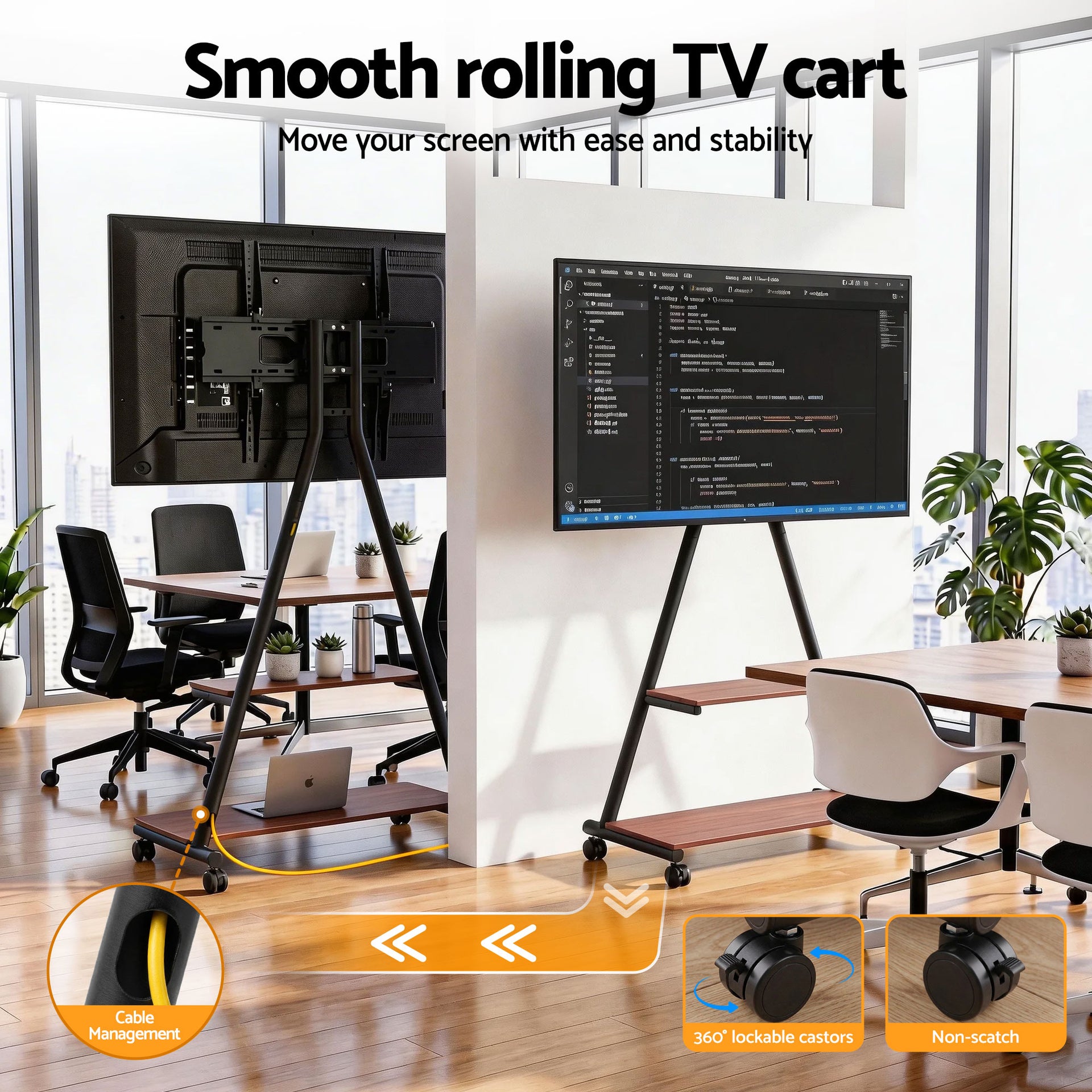 Artiss Mobile TV Stand Rolling Cart Wheels 32-75