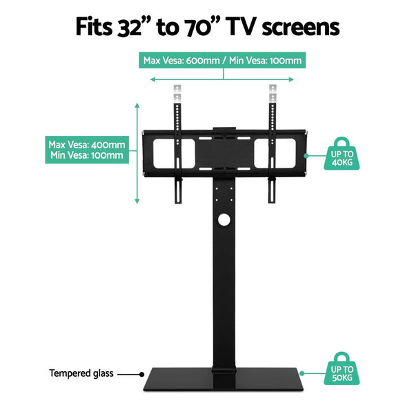 Artiss Floor TV Stand Brakcket Mount Swivel Height Adjustable 32 to 70 Inch Black Artiss