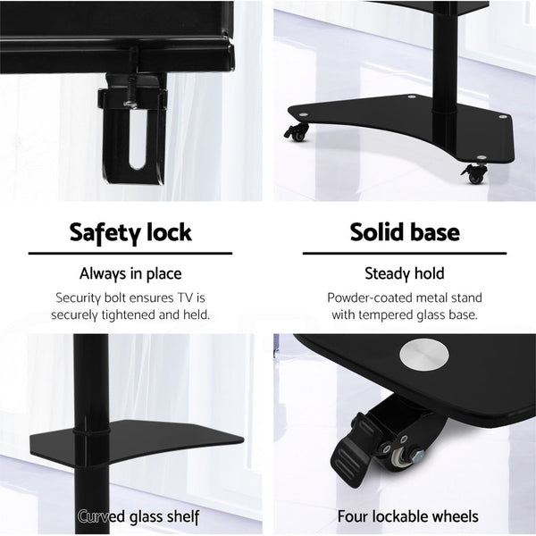 Artiss Floor TV Stand Brakcket Mount Swivel Height Adjustable 32 to 70 Inch Black Artiss